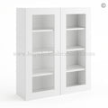 Frameless Modern White Shaker Wall Mullion Door 42″H – 2 Door 3 Shelves – Glass And Clips Not Included.