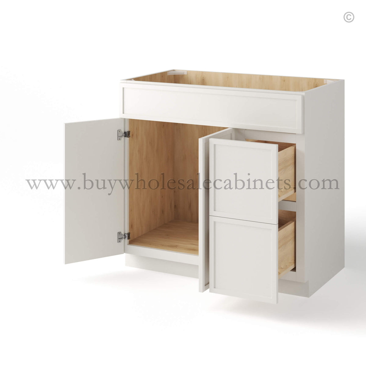 Dove White Slim Shaker Vanity Drawer Cabinet