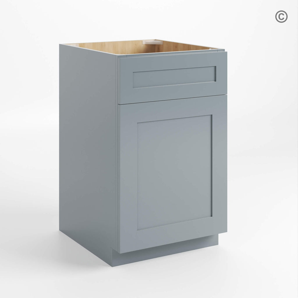 Gray Shaker Base Cabinet with Single Door & Drawer