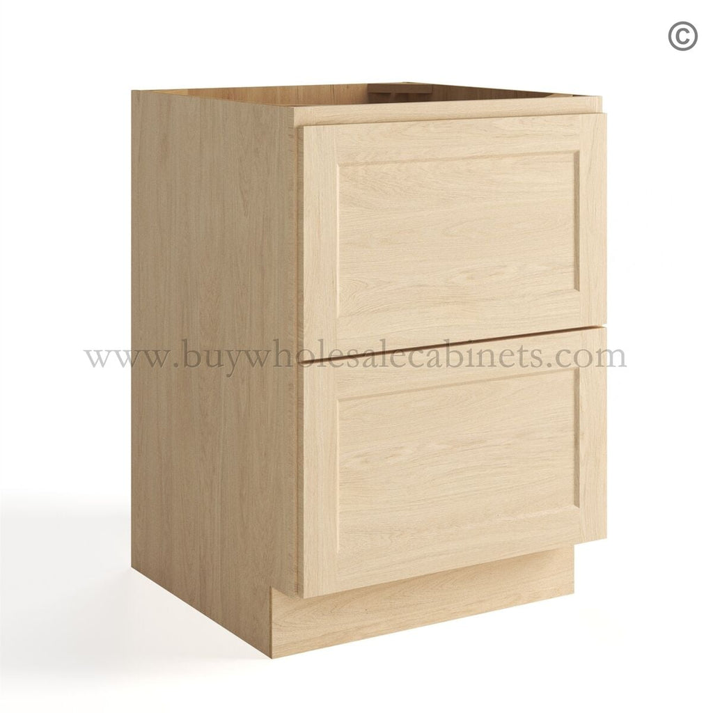 Unfinished Shaker Two Drawers Base Cabinet