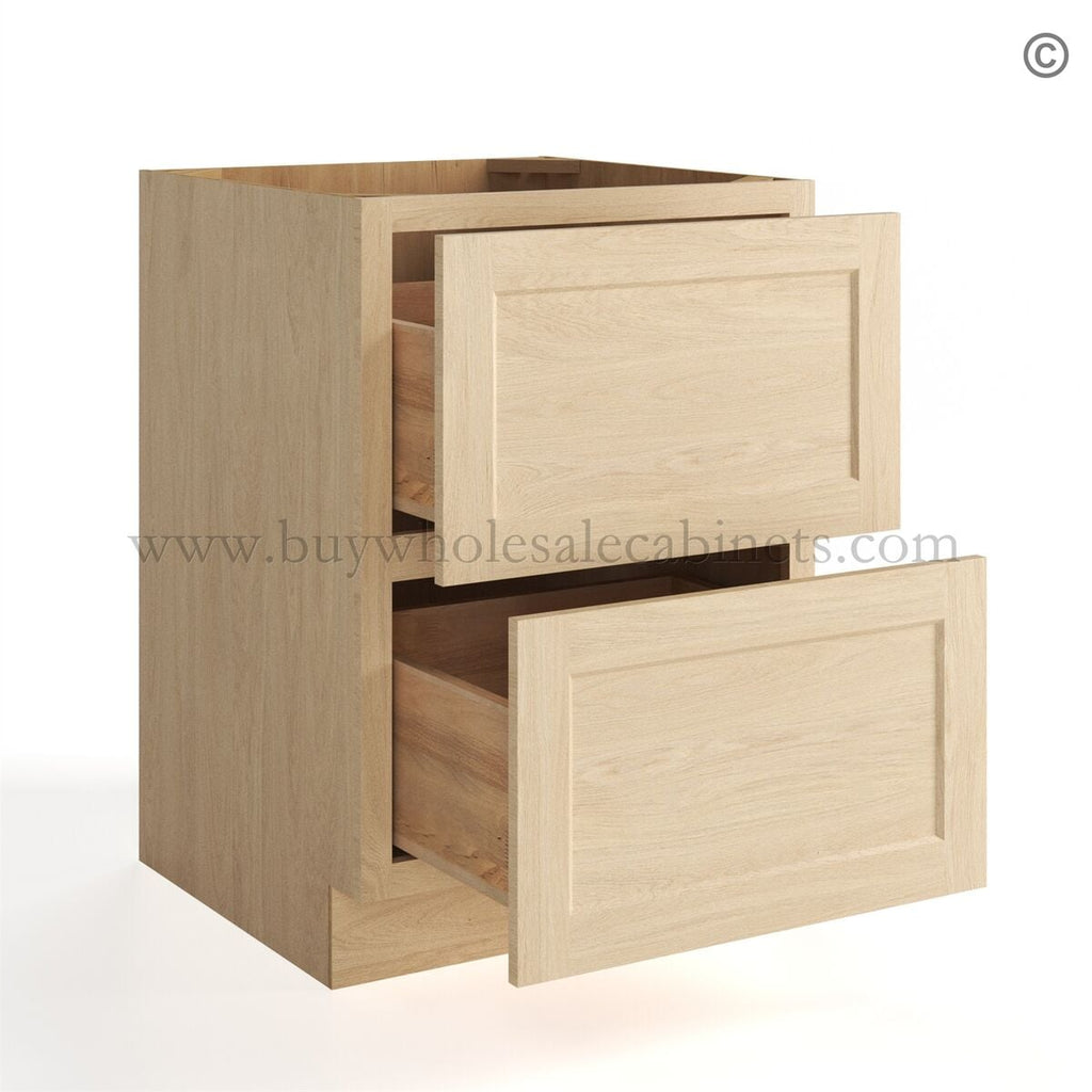 Unfinished Shaker Two Drawers Base Cabinet