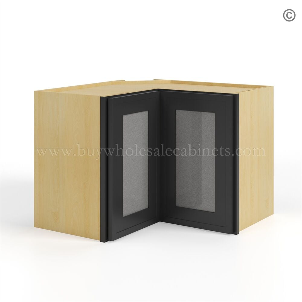 Slim Black Shaker Easy Reach Wall Cabinet with Glass Door