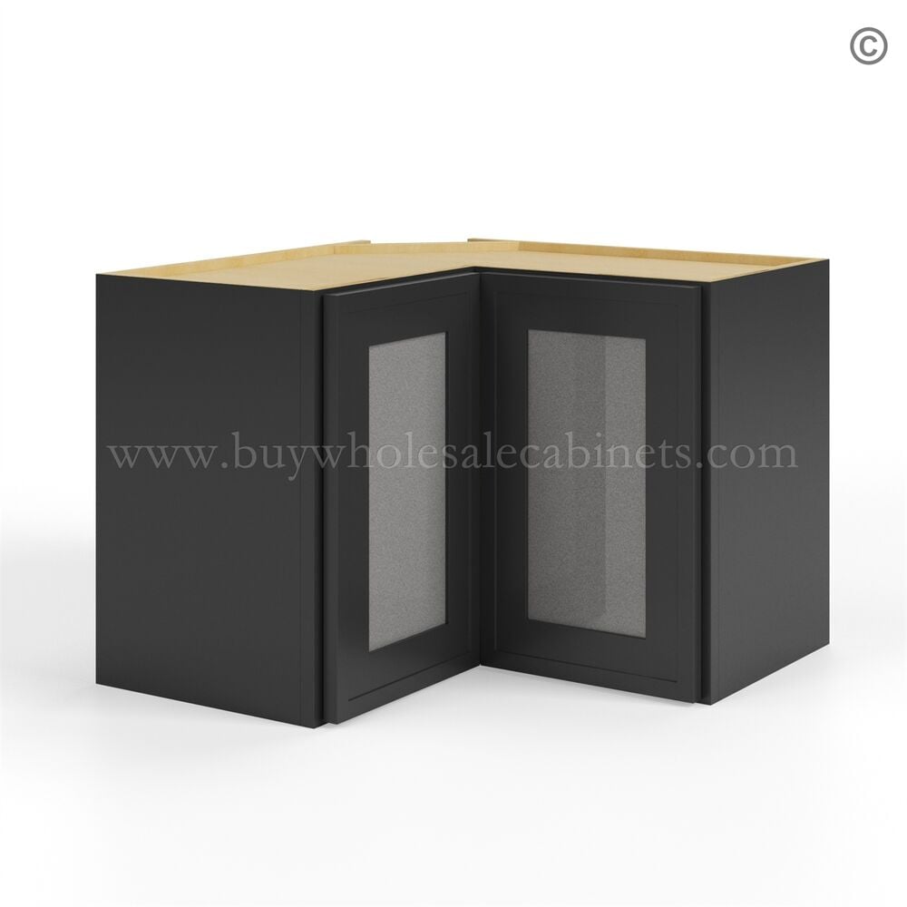 Slim Black Shaker Easy Reach Wall Cabinet with Glass Door