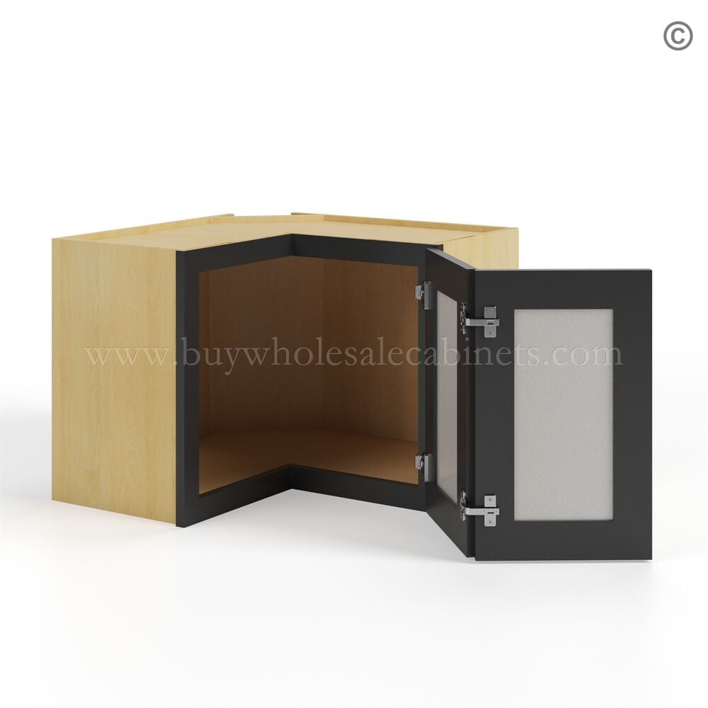 Slim Black Shaker Easy Reach Wall Cabinet with Glass Door