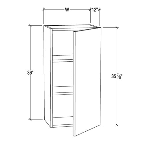 Frameless Oxford Blue 36″ Tall Wall Cabinet – 1 Door 2 Shelves