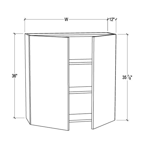 Frameless Ivory White 36″ Tall Wall Cabinet – 2 Doors 2 Shelves