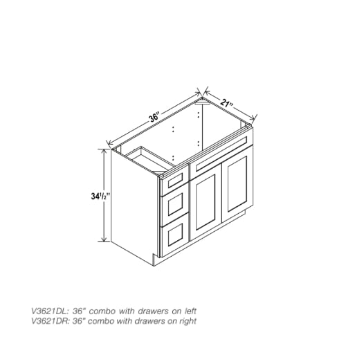 Charleston White Raised Panel 36″ W Vanity Combo with Drawers