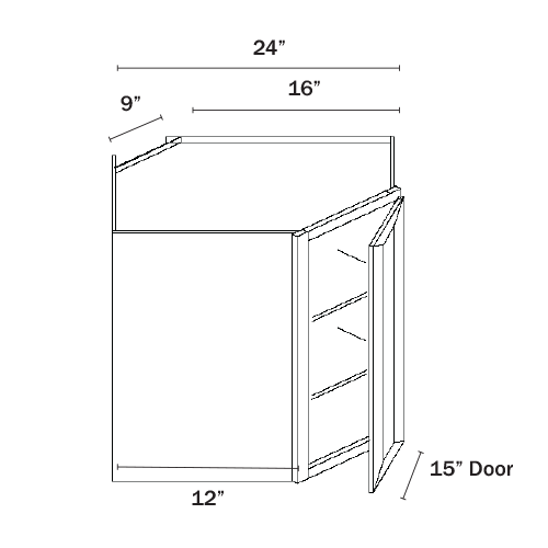 Slim Shaker Green Wall Diagonal Corner 24″W, 12″D