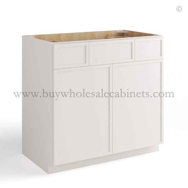 Dove White Slim Shaker Vanity Sink Drawer Base Cabinet