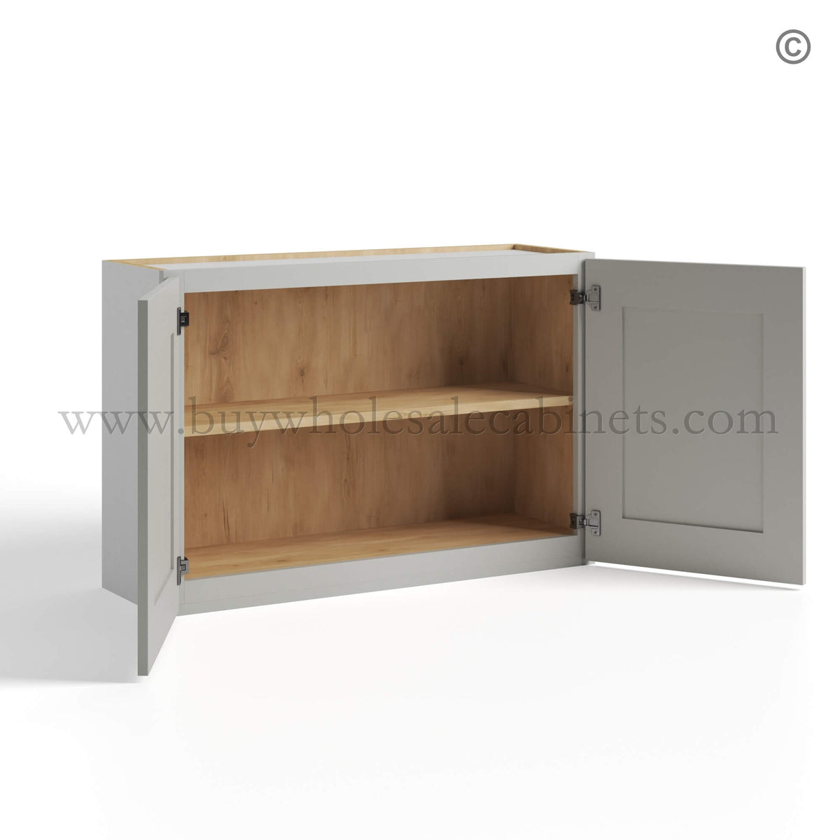 Dorian Gray Shaker Double Door Wall Cabinet – 24″D