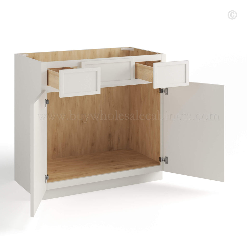 Dove White Slim Shaker Vanity Sink Drawer Base Cabinet