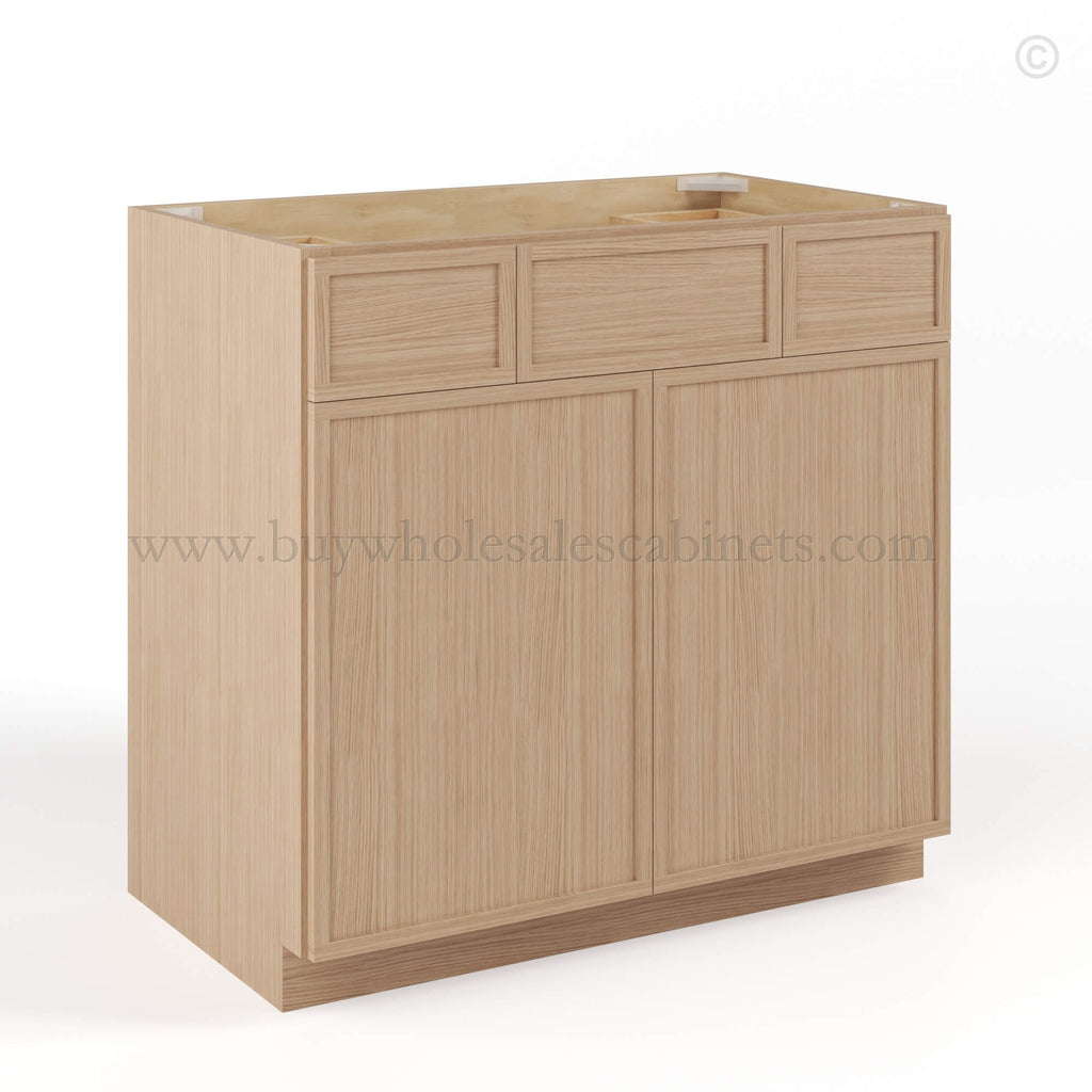Slim Oak Shaker Vanity Sink Drawer Base Cabinet