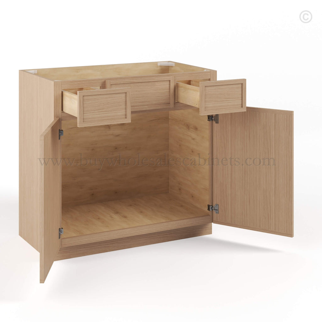Slim Oak Shaker Vanity Sink Drawer Base Cabinet