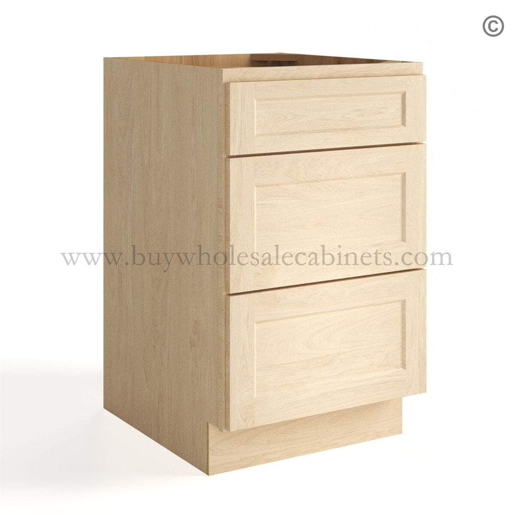 Unfinished Shaker Three Drawers Base Cabinet