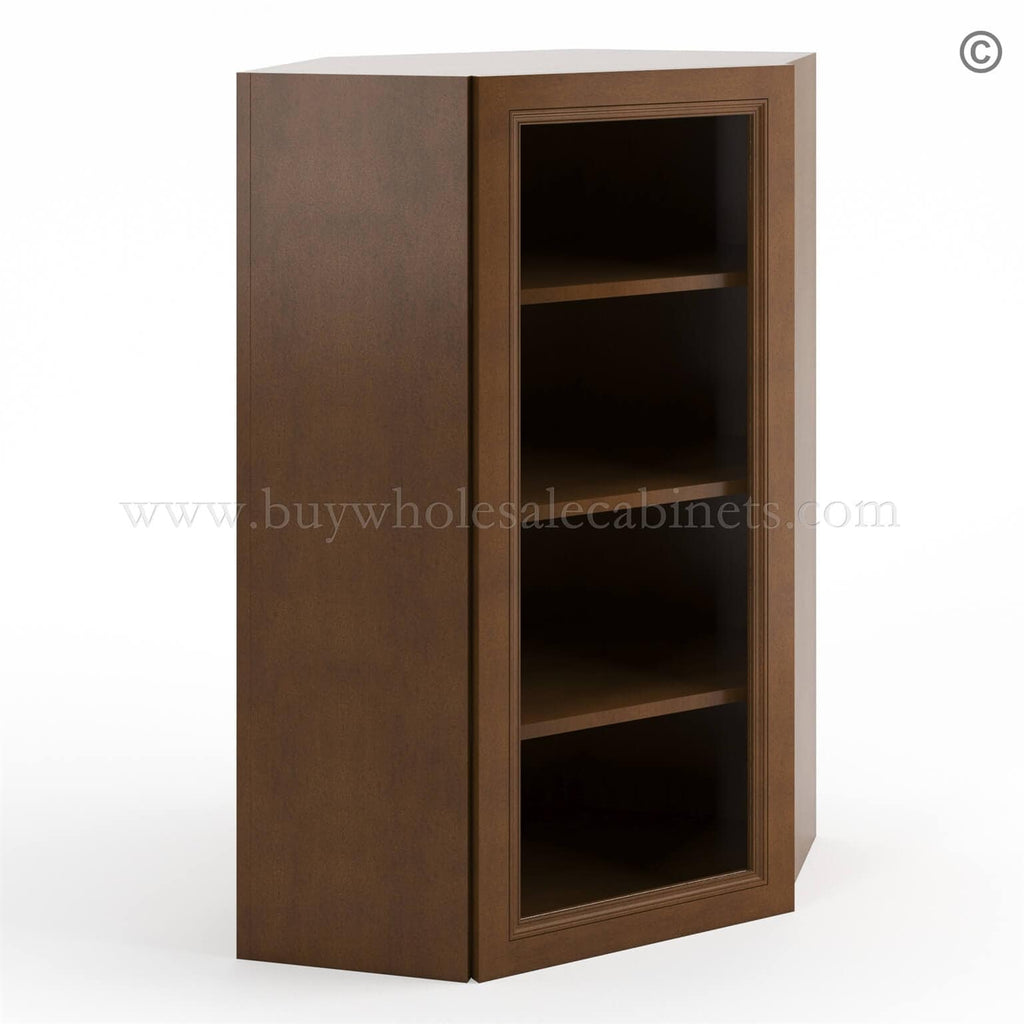 Frameless Classic Chestnut Wall Diagonal Mullion Door – 1 Door 3 Shelves – No Glass