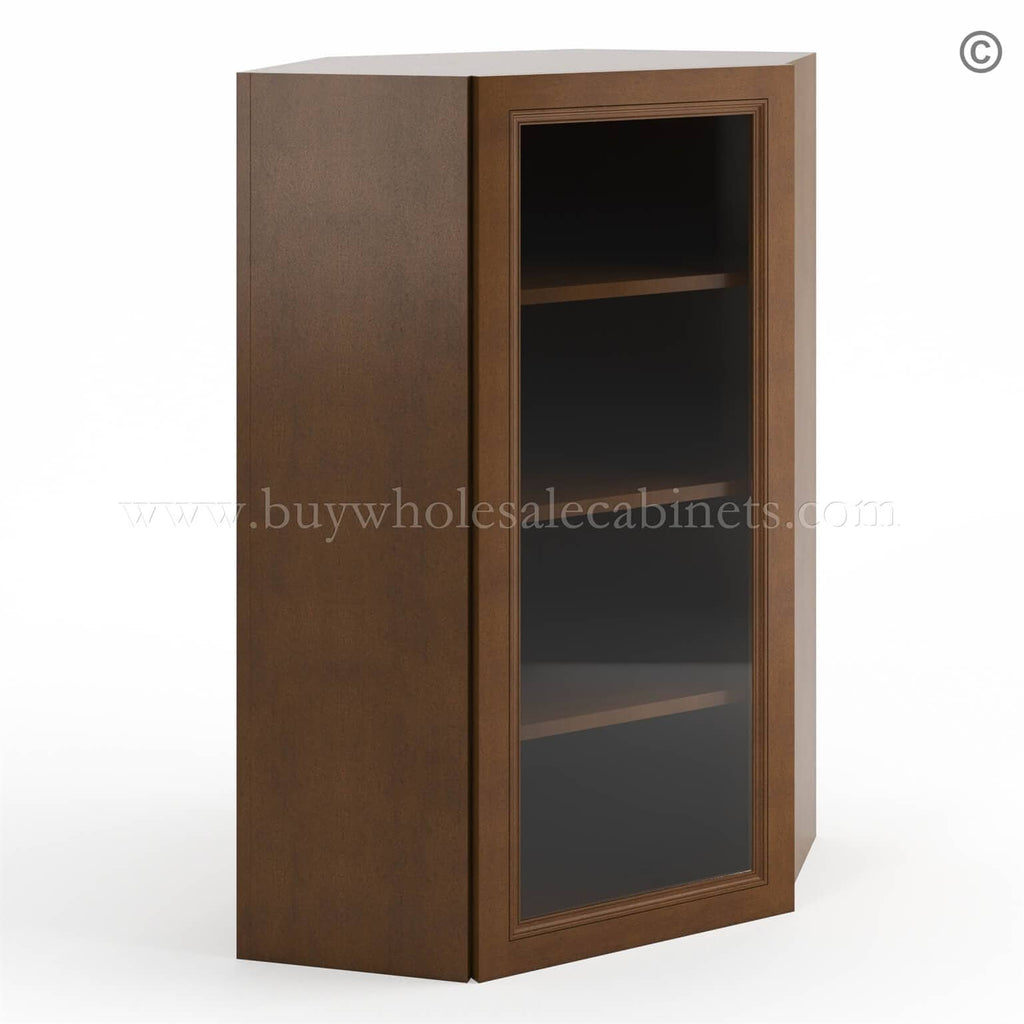 Frameless Classic Chestnut Wall Diagonal Mullion Door – 1 Door 3 Shelves – No Glass