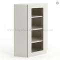Frameless Pearl White Wall Diagonal Mullion Door – 1 Door 3 Shelves – No Glass