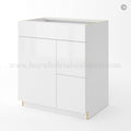 Frameless Gloss White Double Drawer Single Dummy Drawer Vanity Combo Base Cabinet 30″W