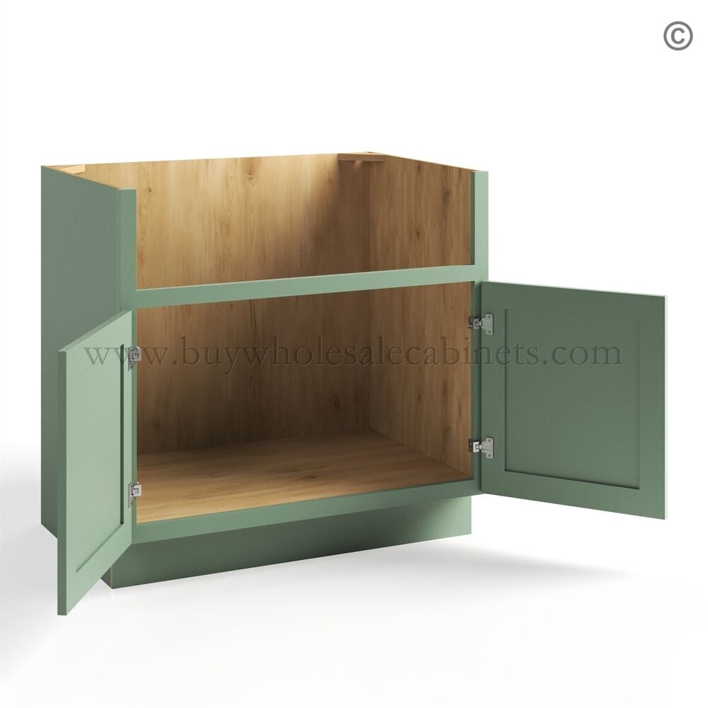 Jade Green Shaker Farm Sink Base Cabinet