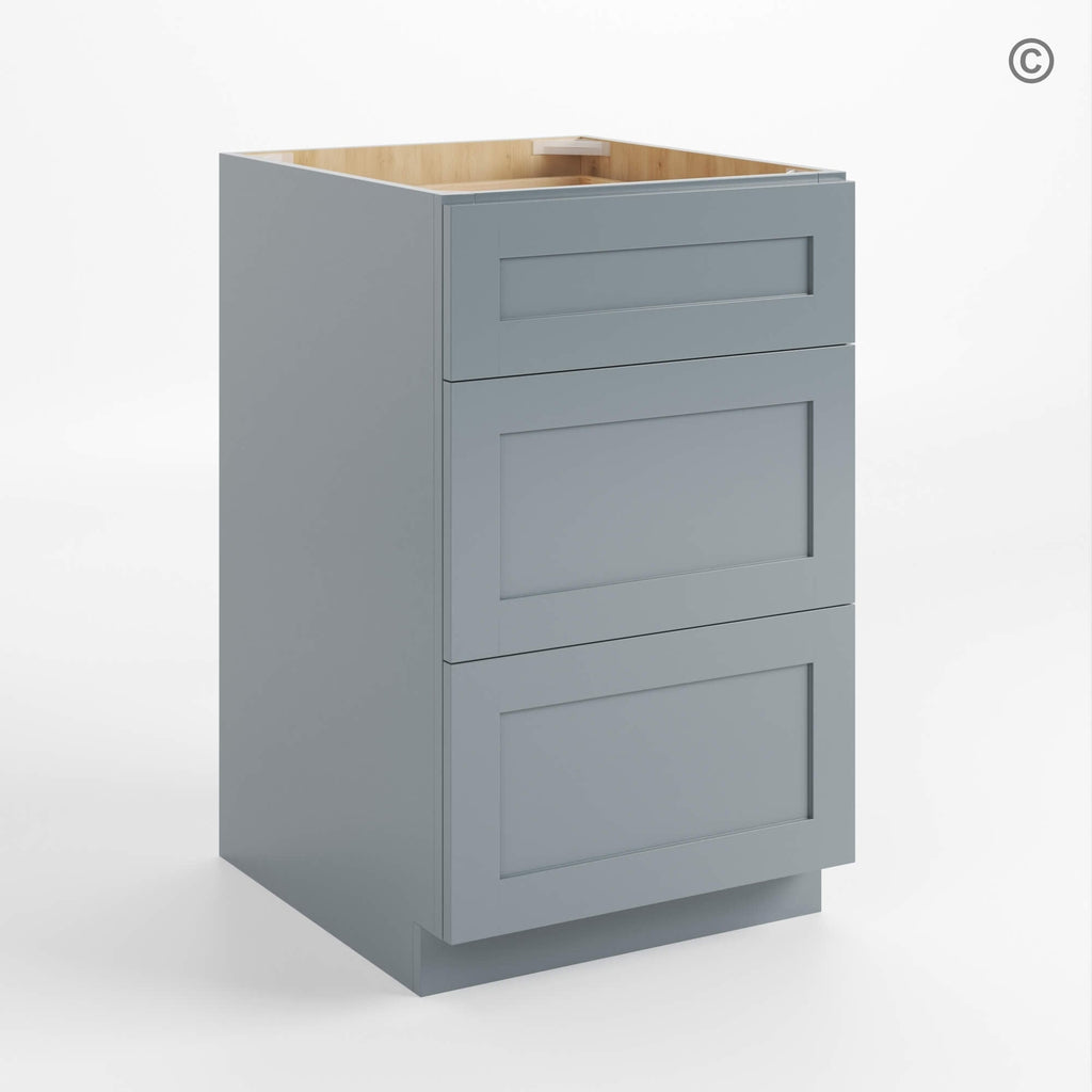 Gray Shaker Three Drawer Base