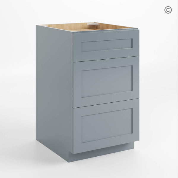 Gray Shaker Three Drawer Base