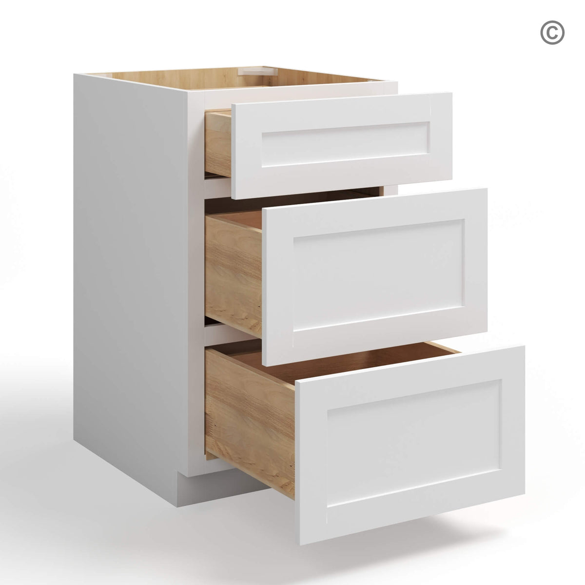 White Shaker Three Drawer Base