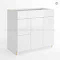 Frameless Gloss White Double Drawer Single Dummy Drawer Vanity Combo Base Cabinet 36″W