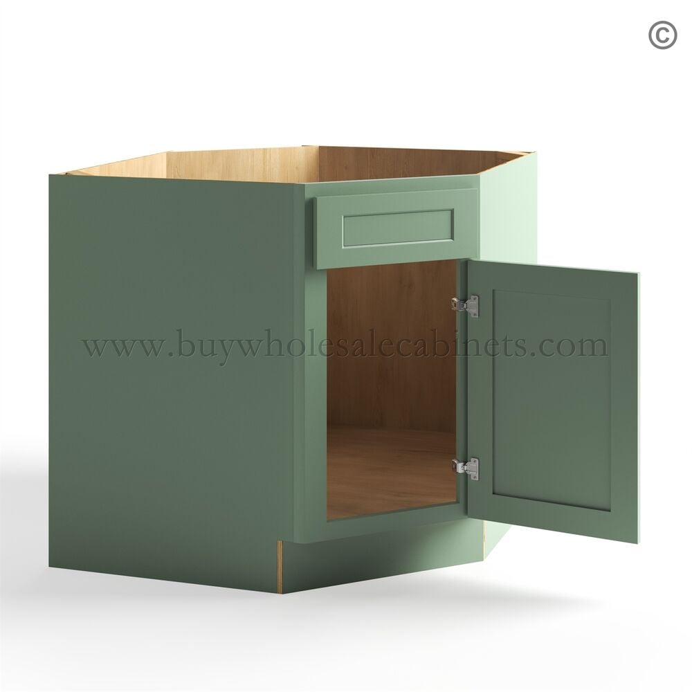 Jade Green Shaker Sink Base Angle Cabinet