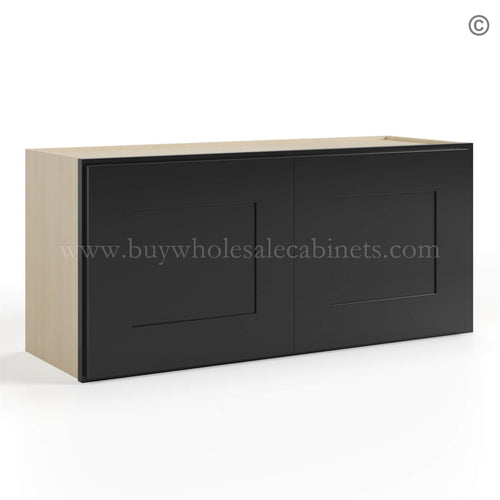 Black Shaker 15″ H Double Door Wall Cabinet