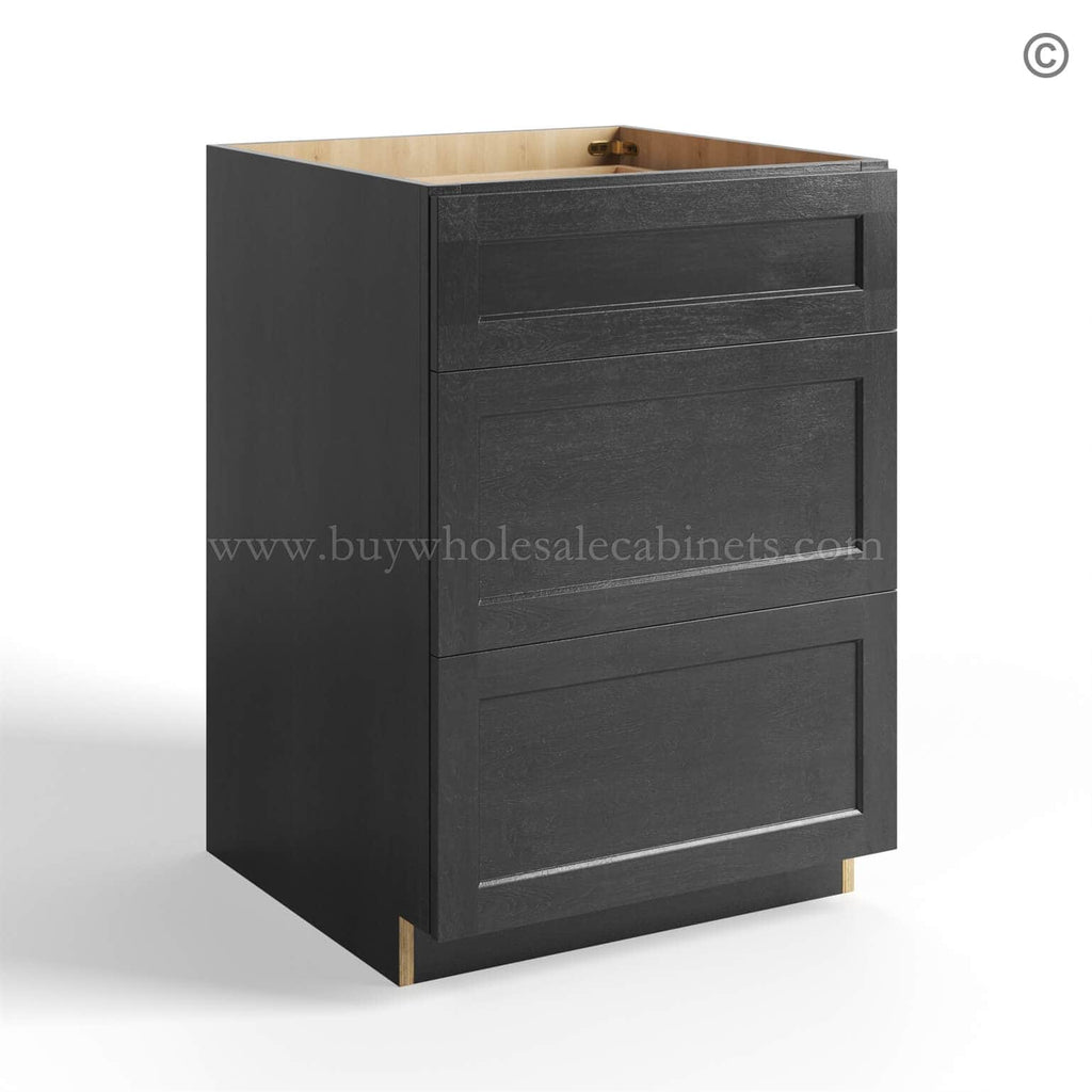 Charcoal Black Shaker Base cabinet with 3 Drawers