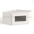 Dove White Slim Shaker Diagonal Corner Wall Shelf with Glass Door