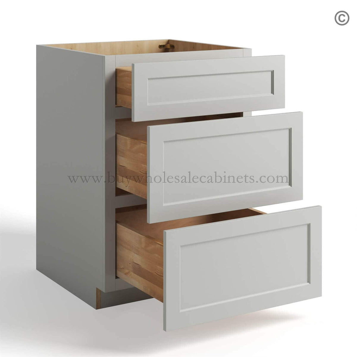 Dorian Gray Shaker Base cabinet with 3 Drawers