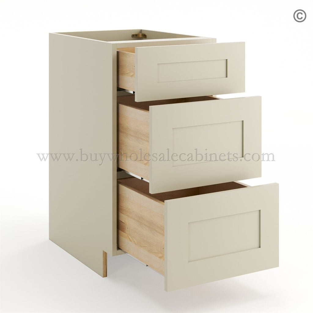 Frameless Ivory White Base Drawer Cabinet – 3 Drawers