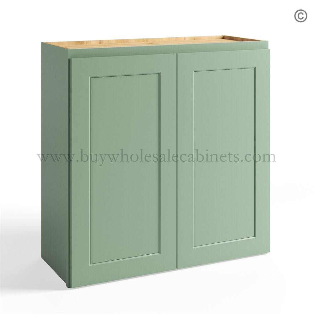 Jade Green Shaker 30″ Wall Cabinet Double Door