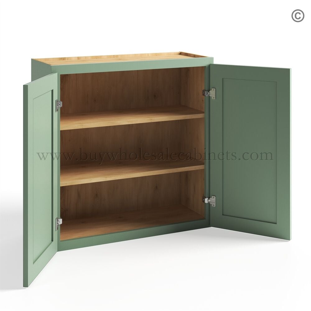 Jade Green Shaker 30″ Wall Cabinet Double Door