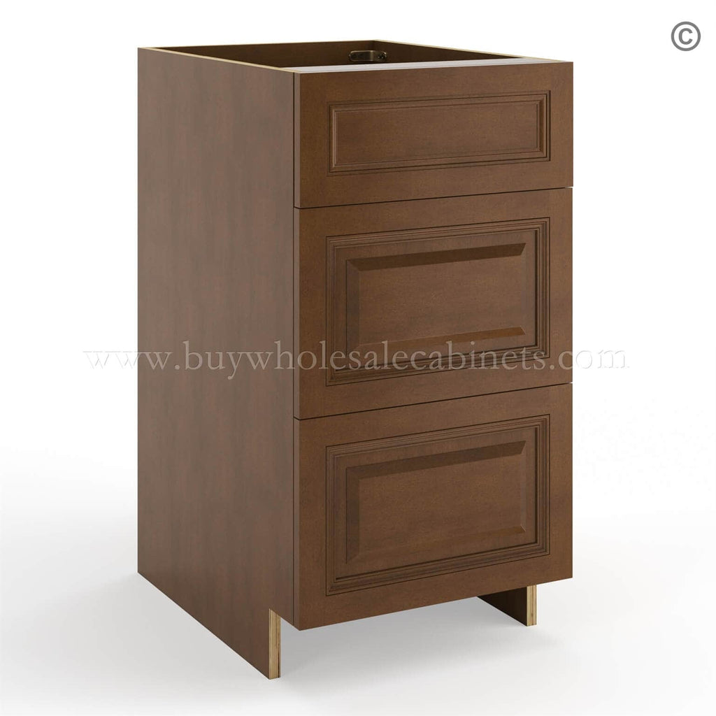 Frameless Classic Chestnut Base Drawer Cabinet – 3 Drawers