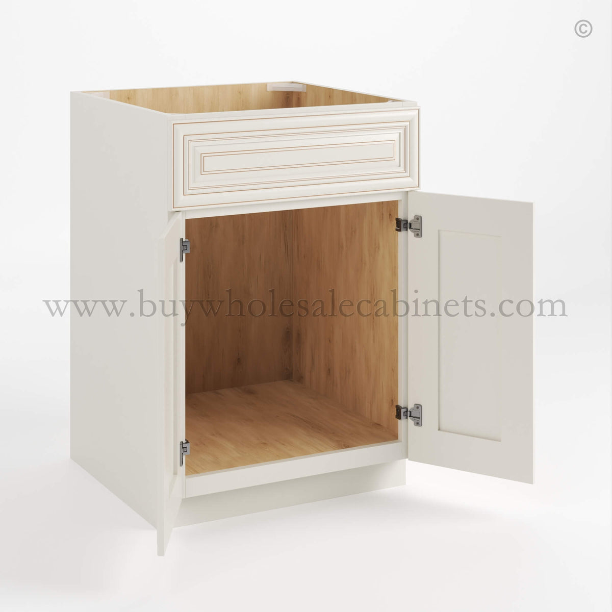 Charleston White Raised Panel Single Vanity Sink Base Cabinet
