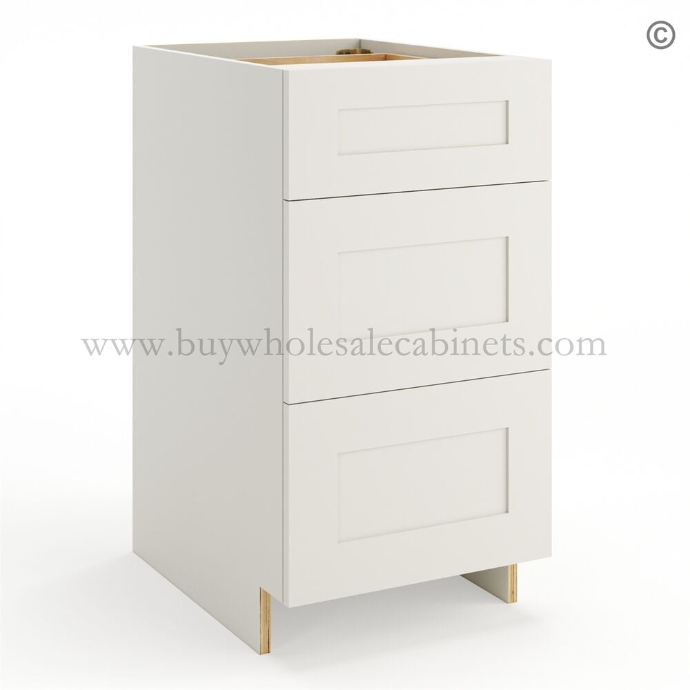 Frameless Pearl White Base Drawer Cabinet – 3 Drawers