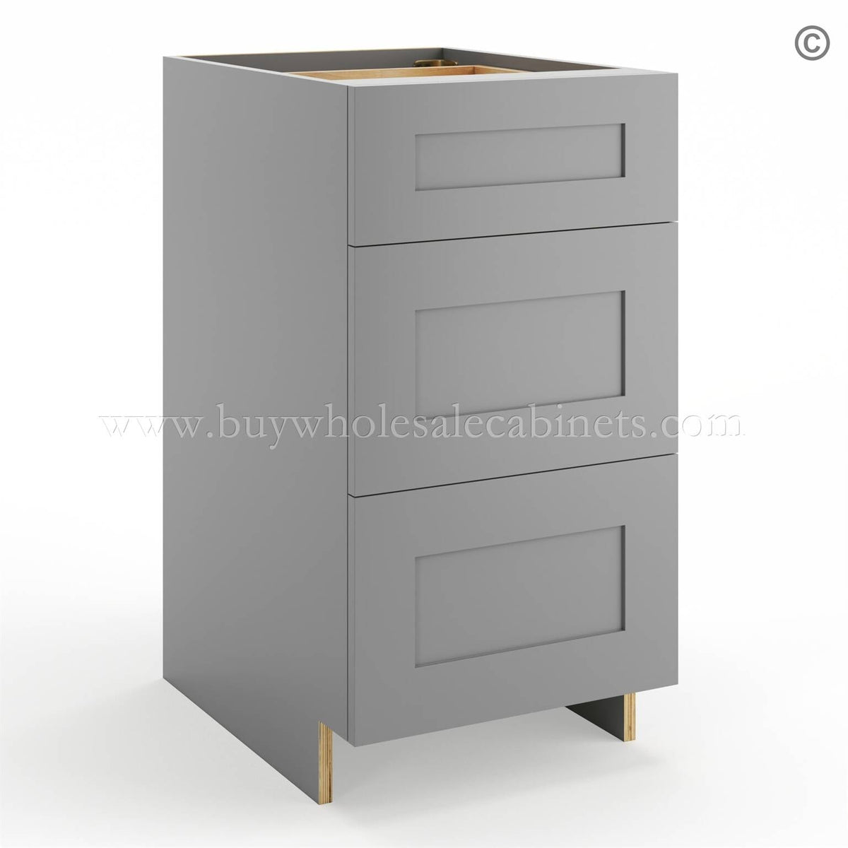 Frameless Graphite Gray Base Drawer Cabinet – 3 Drawers