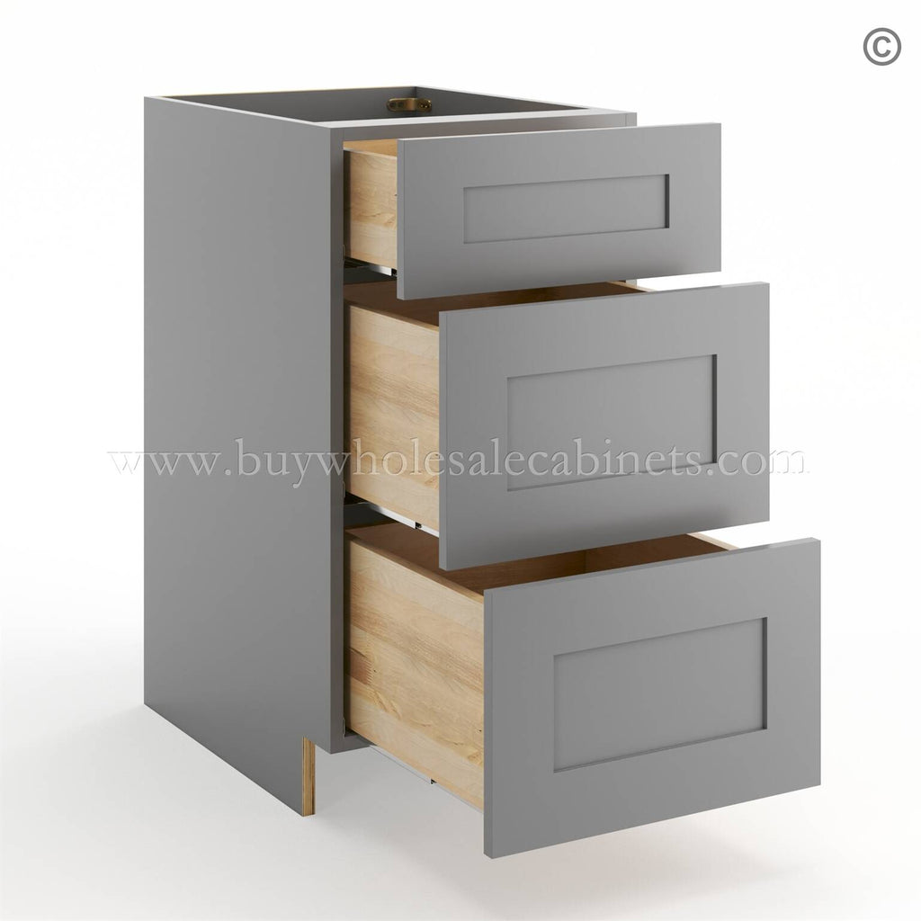Frameless Graphite Gray Base Drawer Cabinet – 3 Drawers