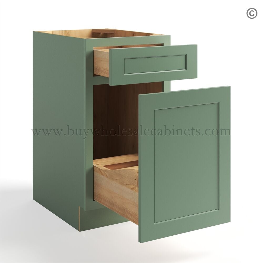 Jade Green Shaker Base Double Waste Basket Cabinet