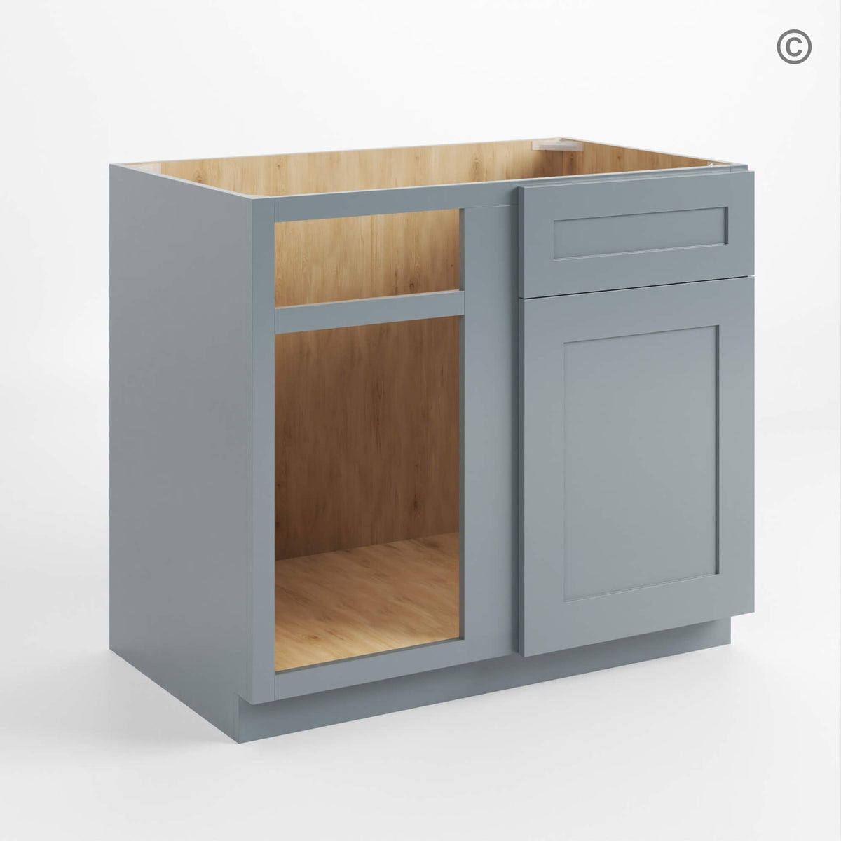 Gray Shaker Blind Corner Base Cabinet (L/R interchangeable)
