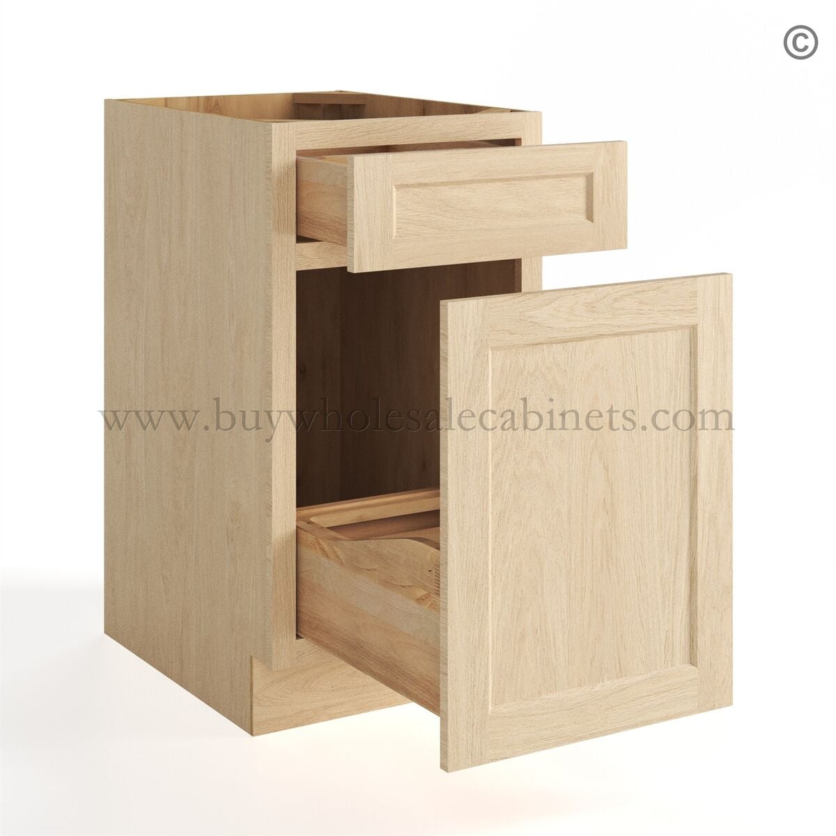 Unfinished Shaker Base Double Waste Basket Cabinet