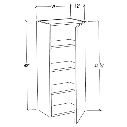 Frameless Classic Chestnut 42″ Tall Wall Cabinet – 1 Door 3 Shelves