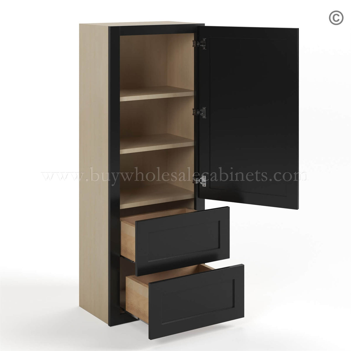 Black Shaker 18″W Wall With Drawer Cabinet