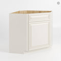 Charleston White Raised Panel Corner Sink Base Cabinet with False Drawer