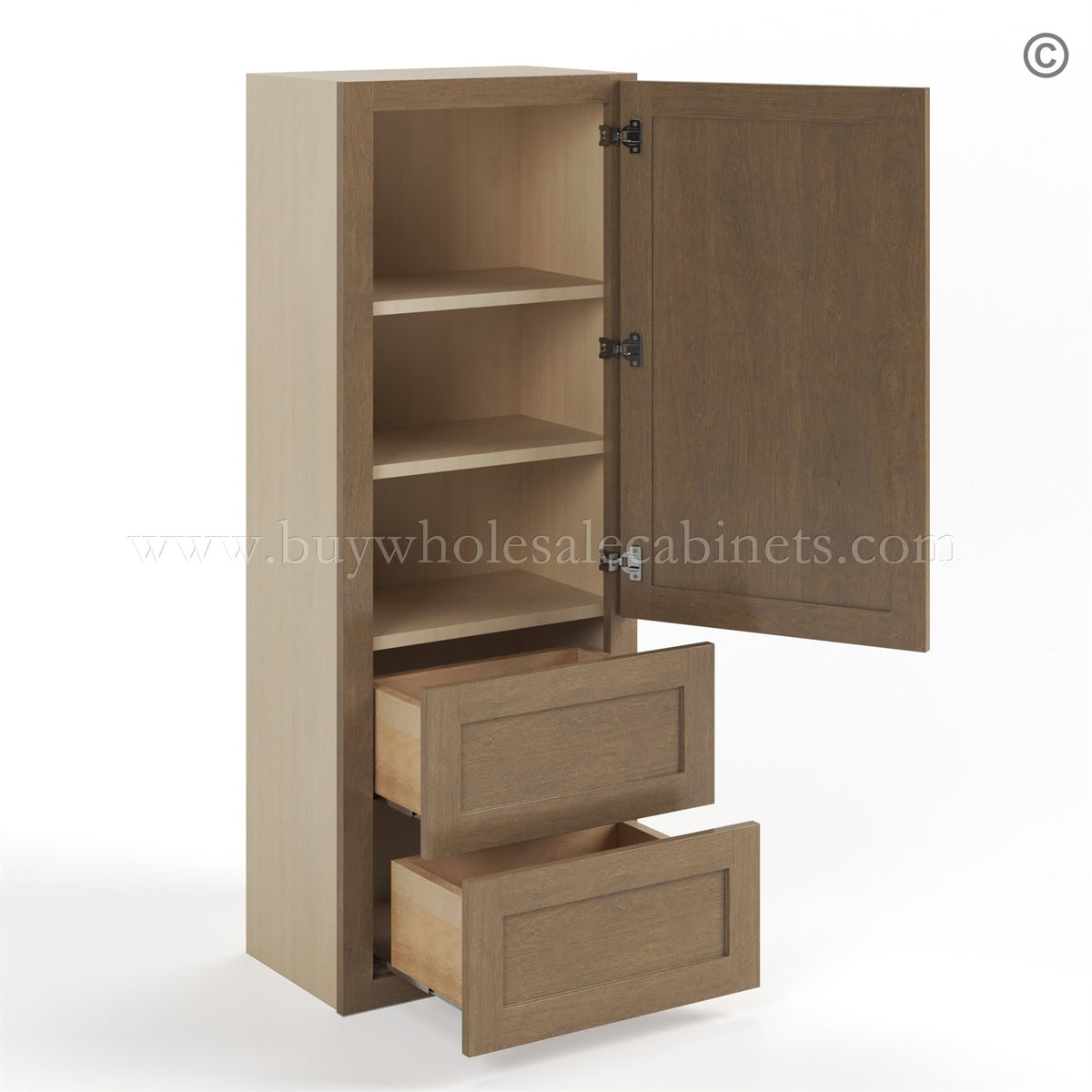 Rustic Wood Shaker 18″W Wall With Drawer Cabinet