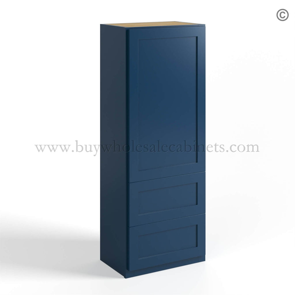 Navy Blue Shaker 18 W Wall Cabinet with Two Drawers