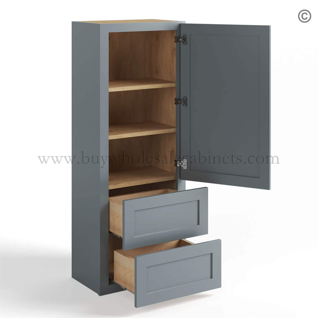 Gray Shaker 18 W Wall Cabinet with Two Drawers