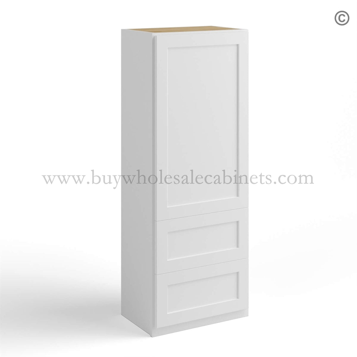 White Shaker 18 W Wall Cabinet with Two Drawers